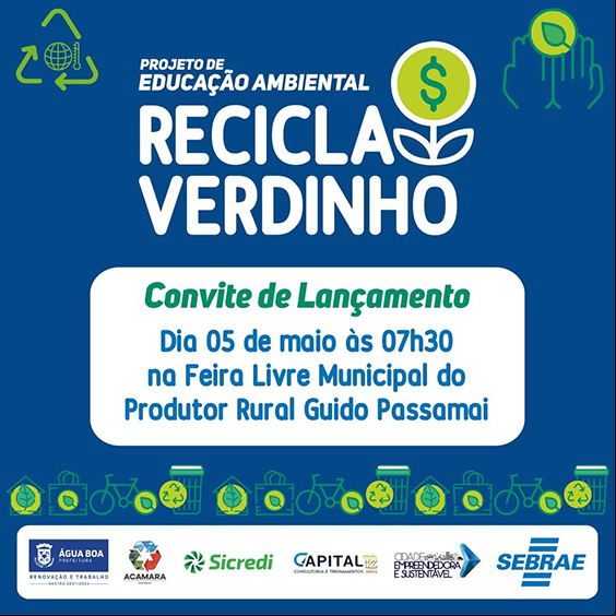 Recicla Verdinho 2024: Lançamento oficial acontece neste domingo na Feira Livre do Produtor Rural