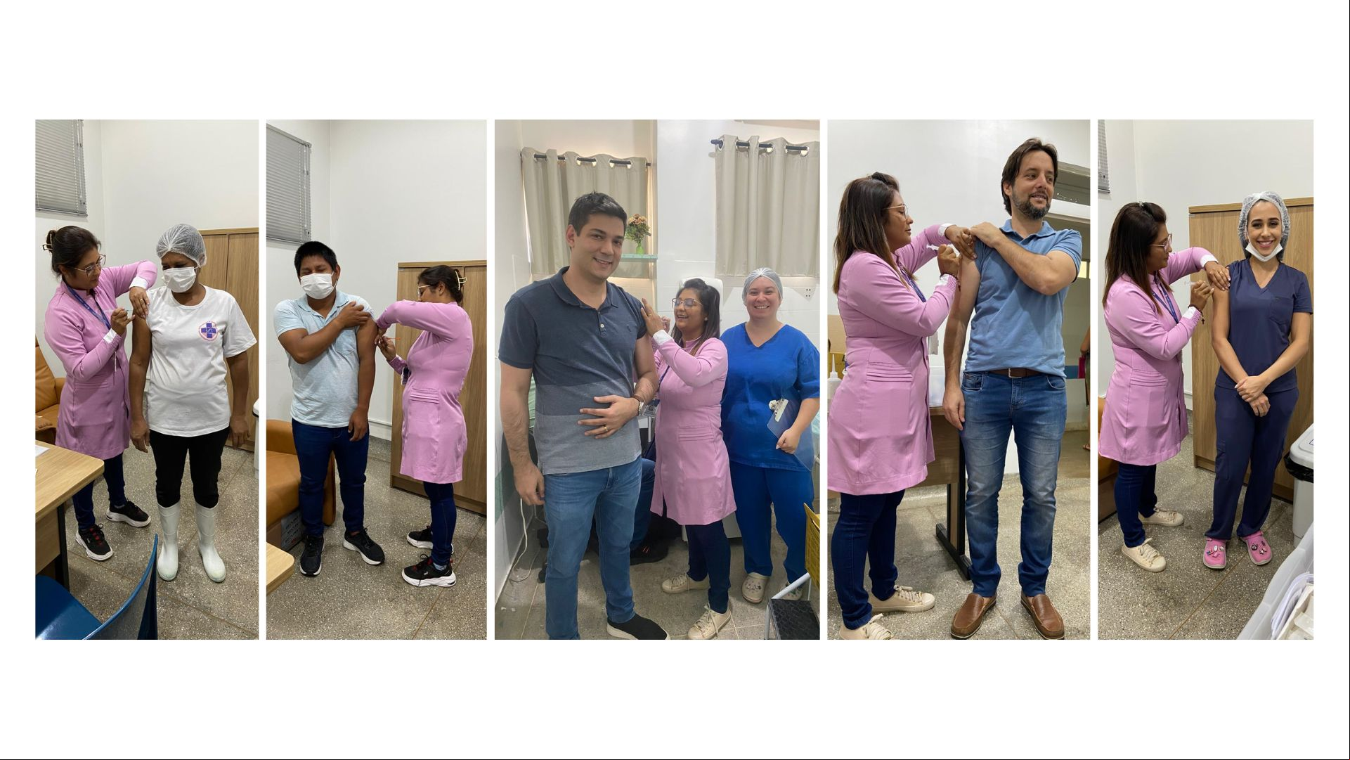 Equipe da imunização vacina trabalhadores dos hospitais contra coqueluche
