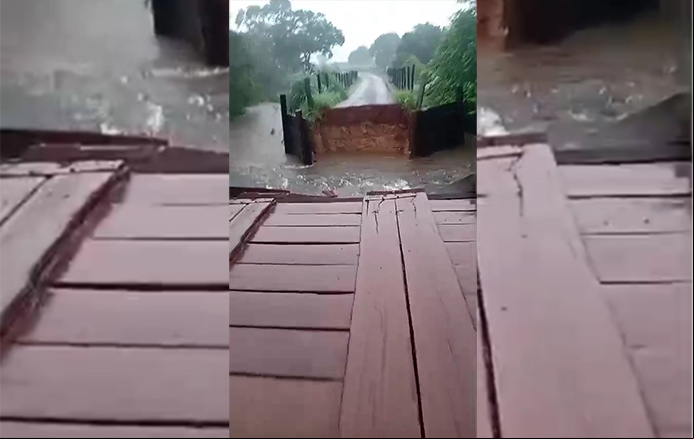Enxurrada afeta ponte do Molha Mala - veja vídeo